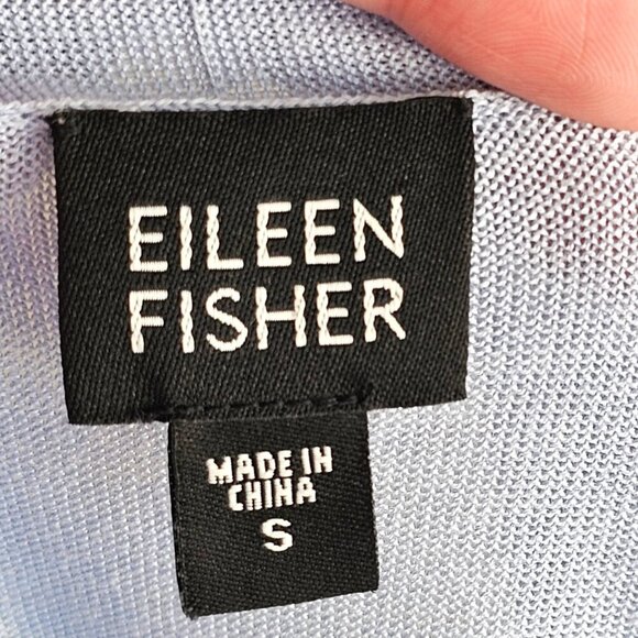 Eileen Fisher Light Blue Cropped Silk Blend Open Front Cardigan Sz S - Picture 7 of 8